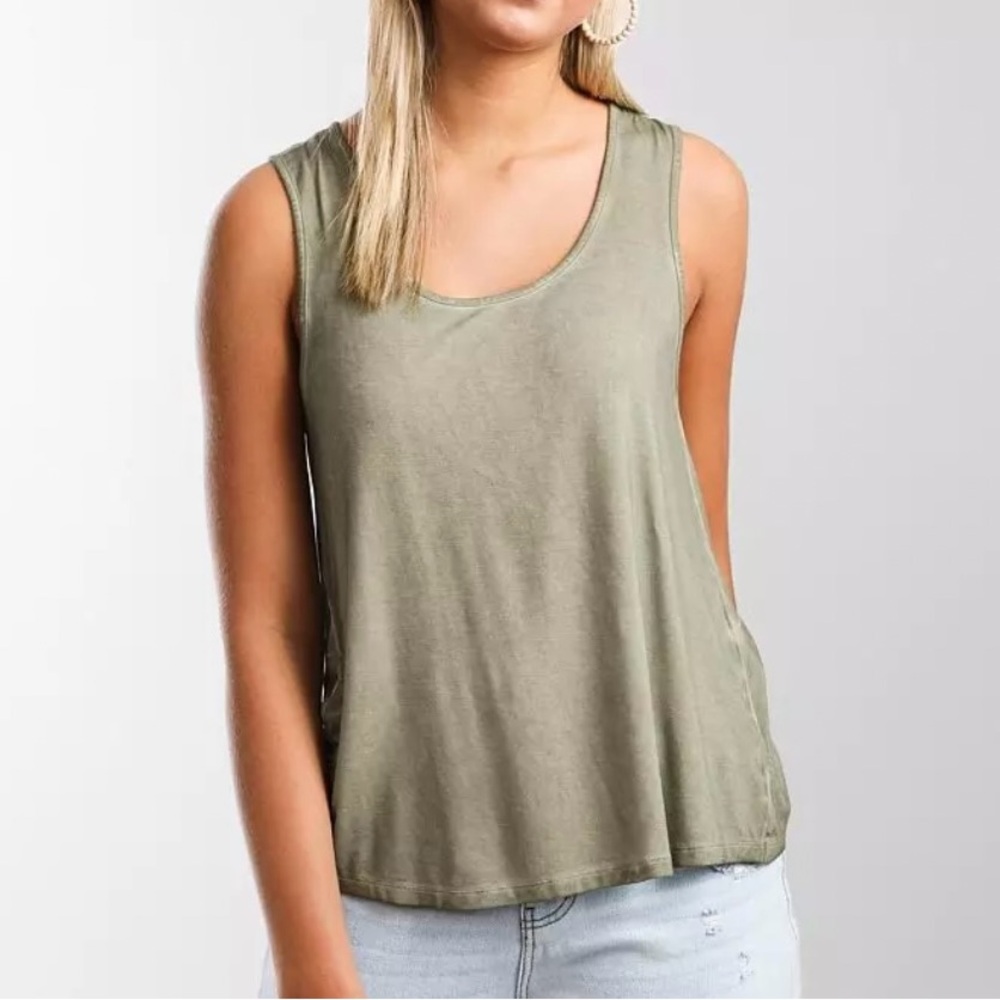 Buckle White Crow Tan Open Back Twisted Tank Top